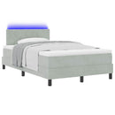 vidaXL LED Box Spring Ágy Világosszürke 120 x 200 cm Bársony