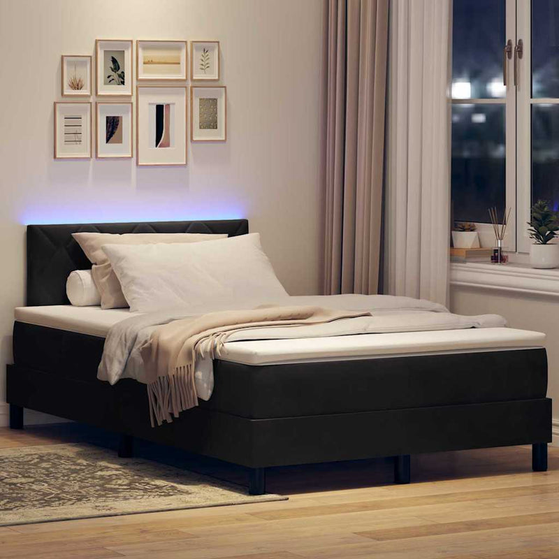 vidaXL Boxrugós ágy fejtámlával Fekete 120 x 200 cm Bársony