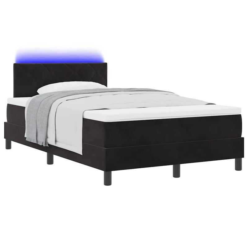 vidaXL Boxrugós ágy fejtámlával Fekete 120 x 200 cm Bársony