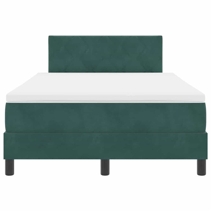 vidaXL Boxrugós ágy fejtámlával Sötétzöld 120 x 200 cm Bársony