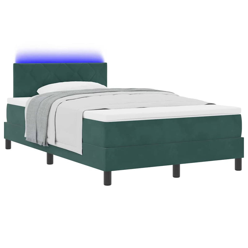 vidaXL Boxrugós ágy fejtámlával Sötétzöld 120 x 200 cm Bársony