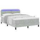 vidaXL LED Box Spring Ágy Világosszürke 160 x 200 cm Bársony
