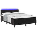 vidaXL LED Box Spring Ágy LED szalagokkal Fekete 160 x 200 cm Bársony