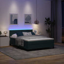vidaXL LED Box Spring Ágy fejtámlával Sötétzöld 160 x 200 cm Bársony