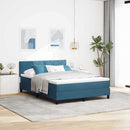 vidaXL LED Box Spring Ágy fejtámlával Sötét kék 160 x 200 cm Bársony