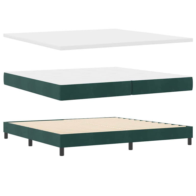 vidaXL Boxrugós ágy fejtámlával Sötétzöld 200 x 200 cm Bársony