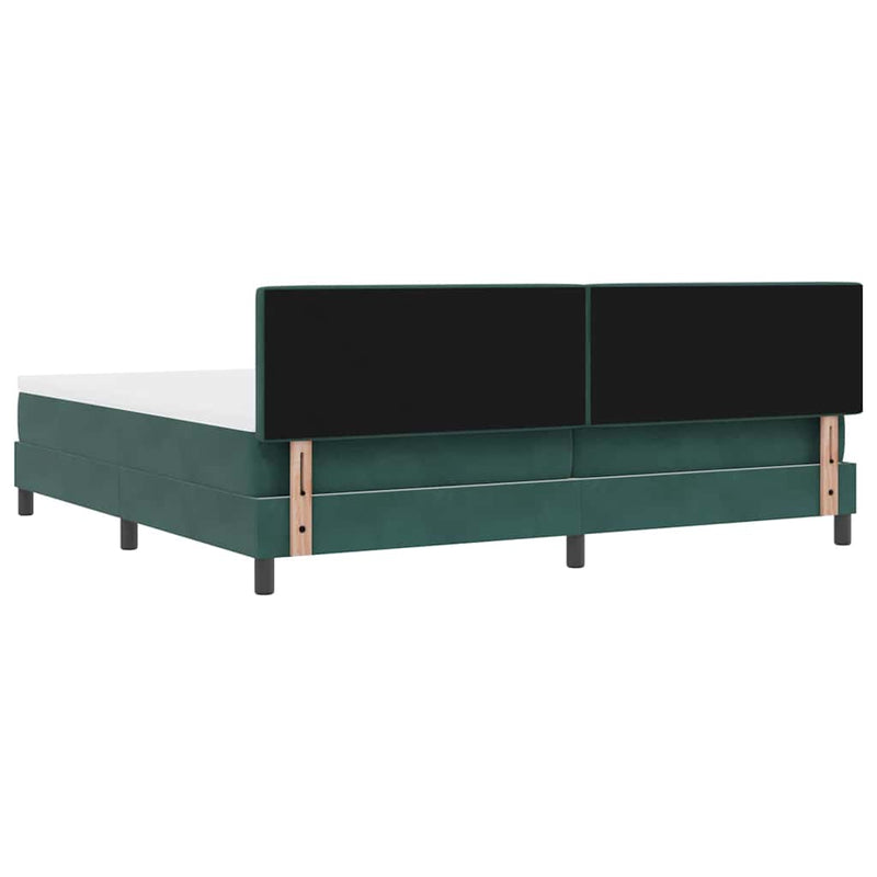 vidaXL Boxrugós ágy fejtámlával Sötétzöld 200 x 200 cm Bársony