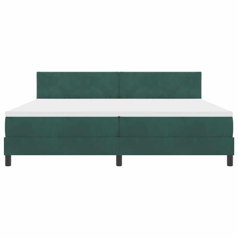 vidaXL Boxrugós ágy fejtámlával Sötétzöld 200 x 200 cm Bársony