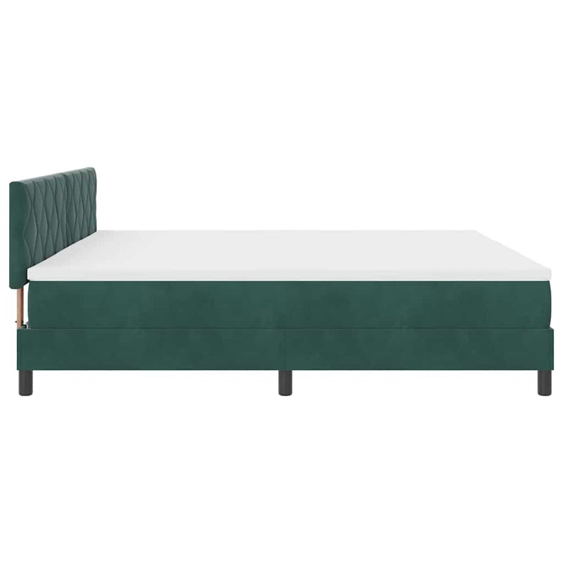 vidaXL Boxrugós ágy fejtámlával Sötétzöld 200 x 200 cm Bársony