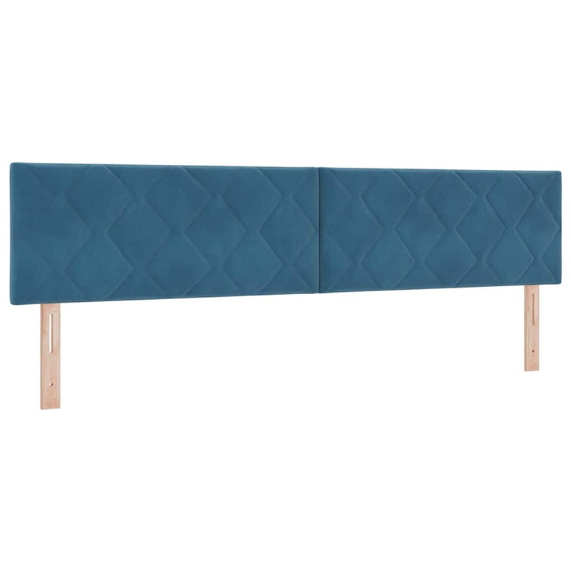 vidaXL Boxrugós ágy fejtámlával Sötétkék 200 x 200 cm Bársony