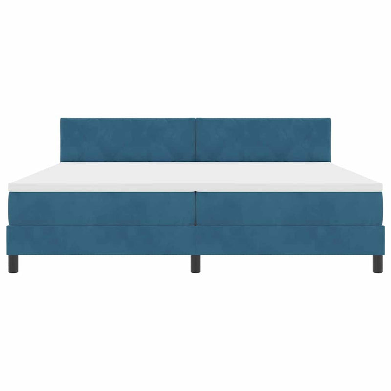 vidaXL Boxrugós ágy fejtámlával Sötétkék 200 x 200 cm Bársony