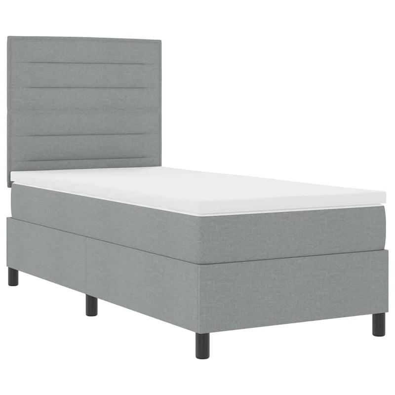 vidaXL Boxrugós ágy matracmal Világosszürke 80 x 200 cm szövet