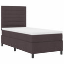 vidaXL Boxrugós ágy matracmal leddel sötétbarna 90 x 200 cm szövet