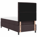 vidaXL Boxrugós ágy matracmal leddel sötétbarna 90 x 200 cm szövet
