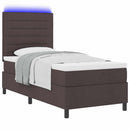 vidaXL Boxrugós ágy matracmal leddel sötétbarna 90 x 200 cm szövet