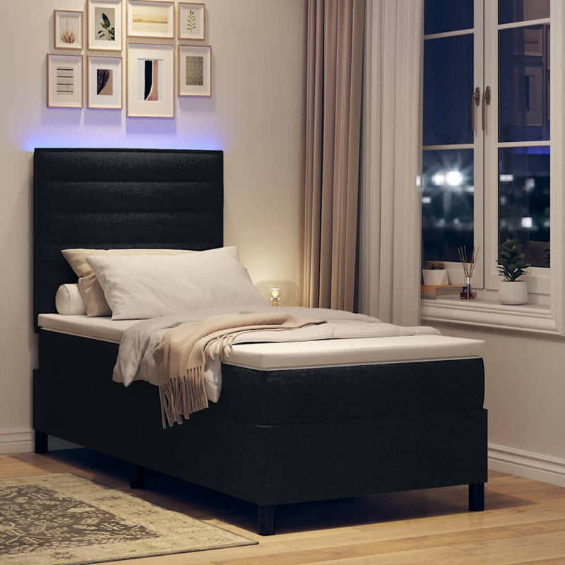 vidaXL Boxrugós ágy matracmal fejtámlával Fekete 100 x 200 cm szövet