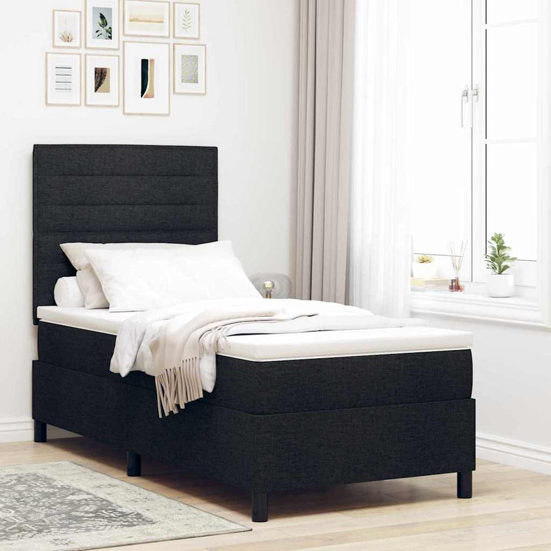 vidaXL Boxrugós ágy matracmal fejtámlával Fekete 100 x 200 cm szövet