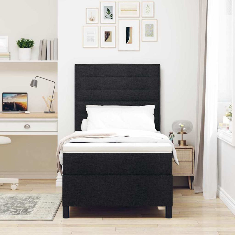 vidaXL Boxrugós ágy matracmal fejtámlával Fekete 100 x 200 cm szövet