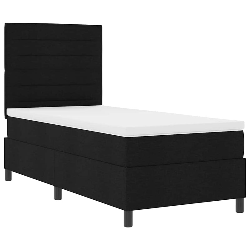 vidaXL Boxrugós ágy matracmal fejtámlával Fekete 100 x 200 cm szövet