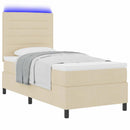 vidaXL Boxrugós ágy matracmal leddel Krém 100 x 200 cm szövet