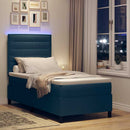 vidaXL Boxrugós ágy matracmal leddel Kék 100 x 200 cm szövet