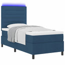 vidaXL Boxrugós ágy matracmal leddel Kék 100 x 200 cm szövet