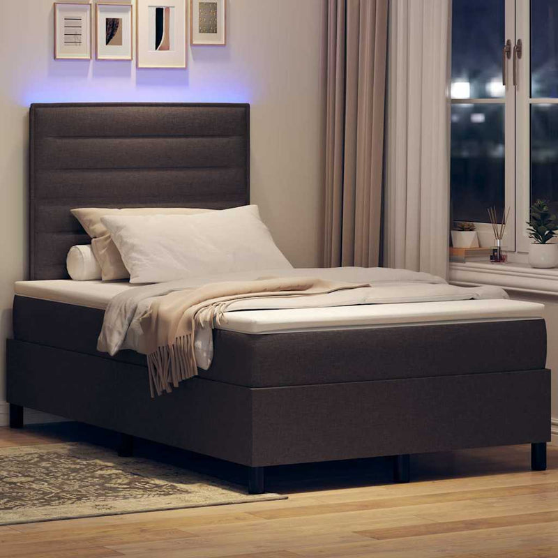 vidaXL Boxrugós ágy matracmal sötétbarna 120 x 190 cm szövet