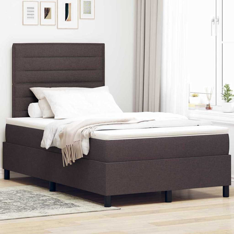 vidaXL Boxrugós ágy matracmal sötétbarna 120 x 190 cm szövet