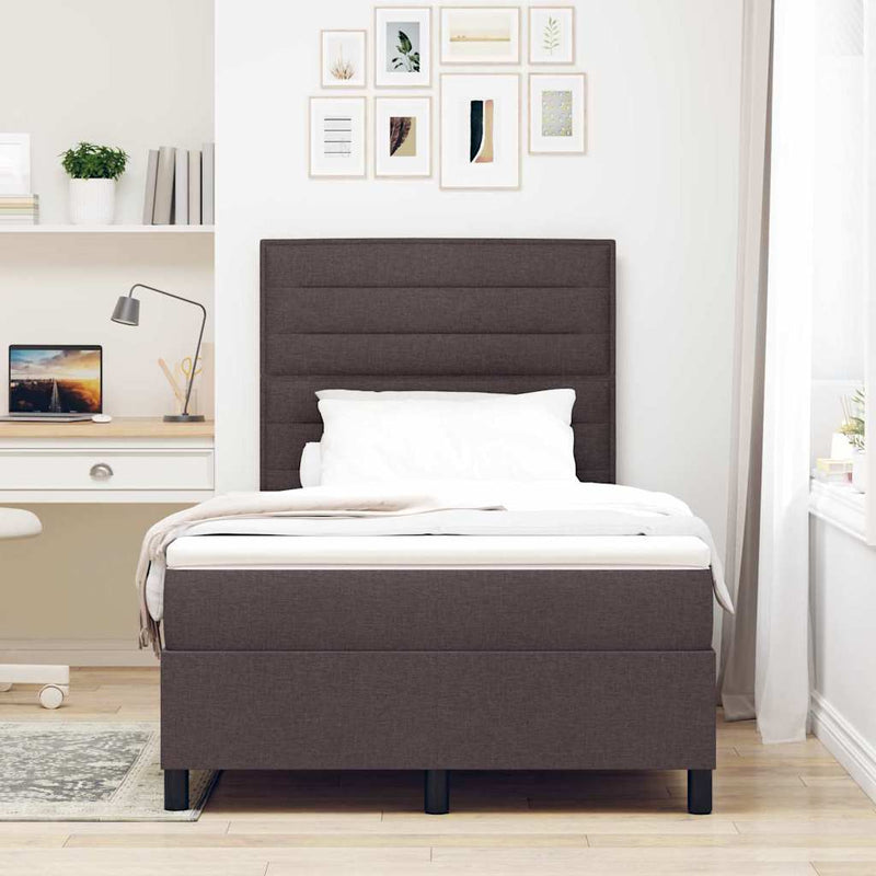 vidaXL Boxrugós ágy matracmal sötétbarna 120 x 190 cm szövet