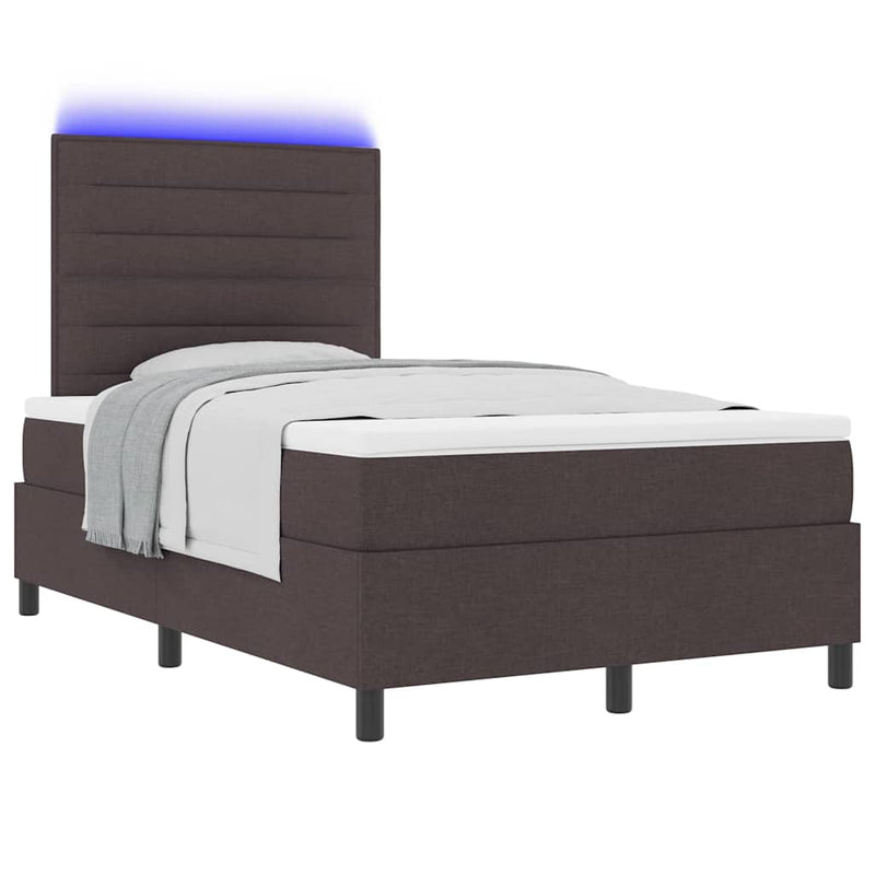vidaXL Boxrugós ágy matracmal sötétbarna 120 x 190 cm szövet