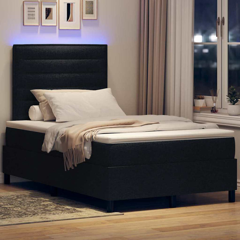 vidaXL Boxrugós ágy matracmal fejtámlával Fekete 120 x 200 cm szövet