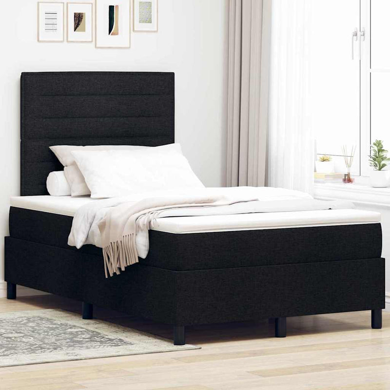 vidaXL Boxrugós ágy matracmal fejtámlával Fekete 120 x 200 cm szövet