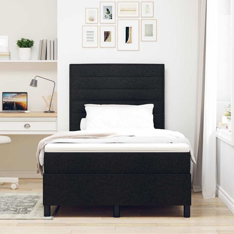 vidaXL Boxrugós ágy matracmal fejtámlával Fekete 120 x 200 cm szövet
