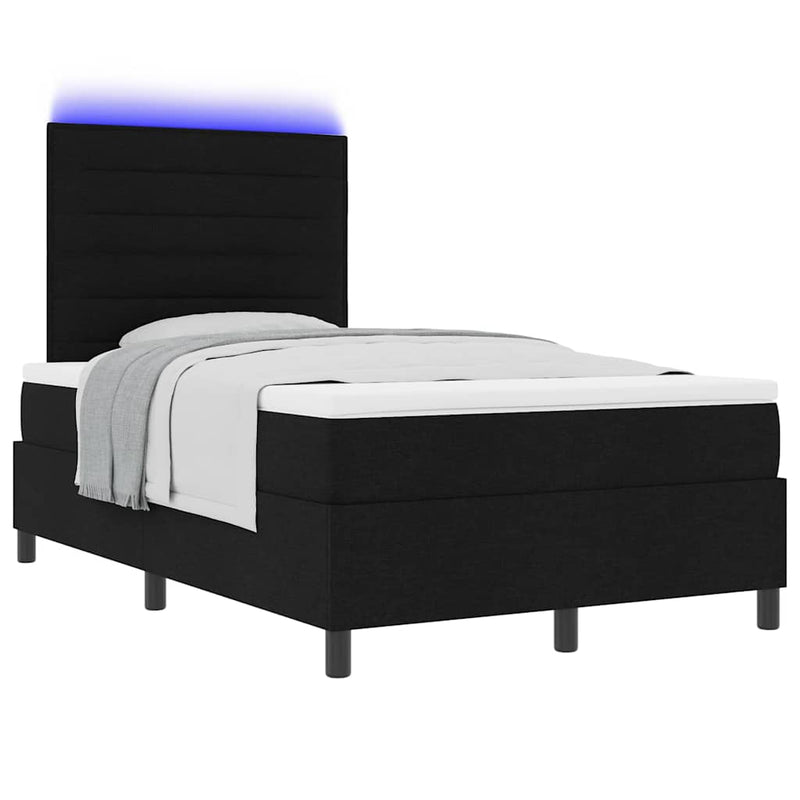 vidaXL Boxrugós ágy matracmal fejtámlával Fekete 120 x 200 cm szövet