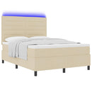 vidaXL Boxrugós ágy matracmal leddel Krém 140 x 190 cm szövet
