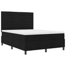 vidaXL Boxrugós ágy matracmal leddel Fekete 140 x 200 cm szövet