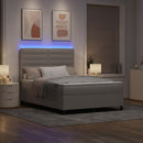 vidaXL Boxrugós ágy LED szalagokkal Tópszínű 160 x 200 cm szövet