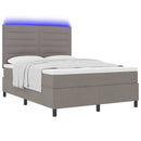 vidaXL Boxrugós ágy LED szalagokkal Tópszínű 160 x 200 cm szövet