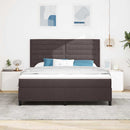 vidaXL Boxrugós ágy matracmal leddel sötétbarna 180 x 200 cm szövet