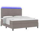 vidaXL Boxrugós ágy LED szalagokkal Tópszínű 180 x 200 cm szövet