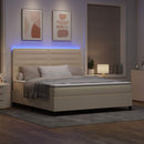 vidaXL Boxrugós ágy matracmal leddel Krém 180 x 200 cm szövet