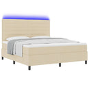 vidaXL Boxrugós ágy matracmal leddel Krém 180 x 200 cm szövet