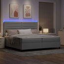 vidaXL Boxrugós ágy matracmal leddel Világosszürke 200 x 200 cm szövet