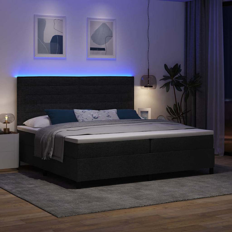 vidaXL Boxrugós ágy matracmal fejtámlával Fekete 200 x 200 cm szövet