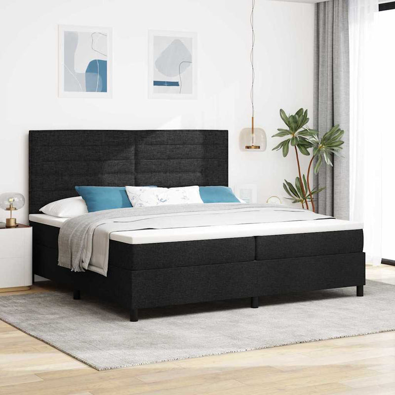 vidaXL Boxrugós ágy matracmal fejtámlával Fekete 200 x 200 cm szövet
