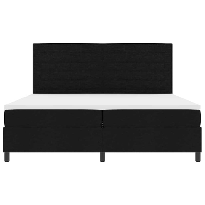 vidaXL Boxrugós ágy matracmal fejtámlával Fekete 200 x 200 cm szövet