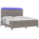 vidaXL Boxrugós ágy LED szalagokkal Tópszínű 200 x 200 cm szövet