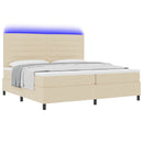 vidaXL Boxrugós ágy matracmal leddel Krém 200 x 200 cm szövet