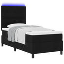 vidaXL Boxrugós ágy LED szalagokkal Fekete 80 x 200 cm szövet