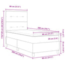 vidaXL Boxrugós ágy LED szalagokkal Fekete 80 x 200 cm szövet